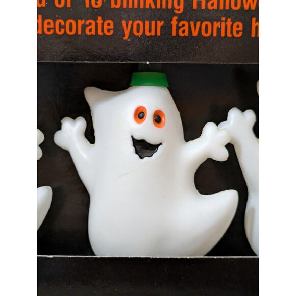 Vtg Hallmark Halloween Boo Blinkers White Ghost Plastic Blow Mold Light String - Picture 4 of 7
